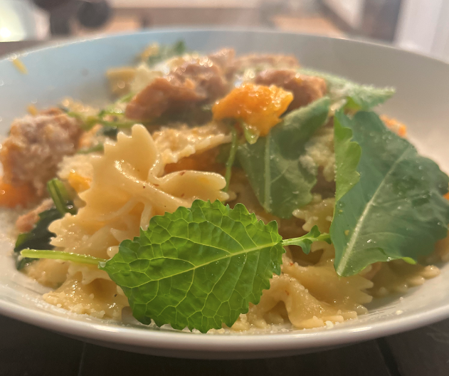 Pasta with Butternut Squash, Sausage and Kale